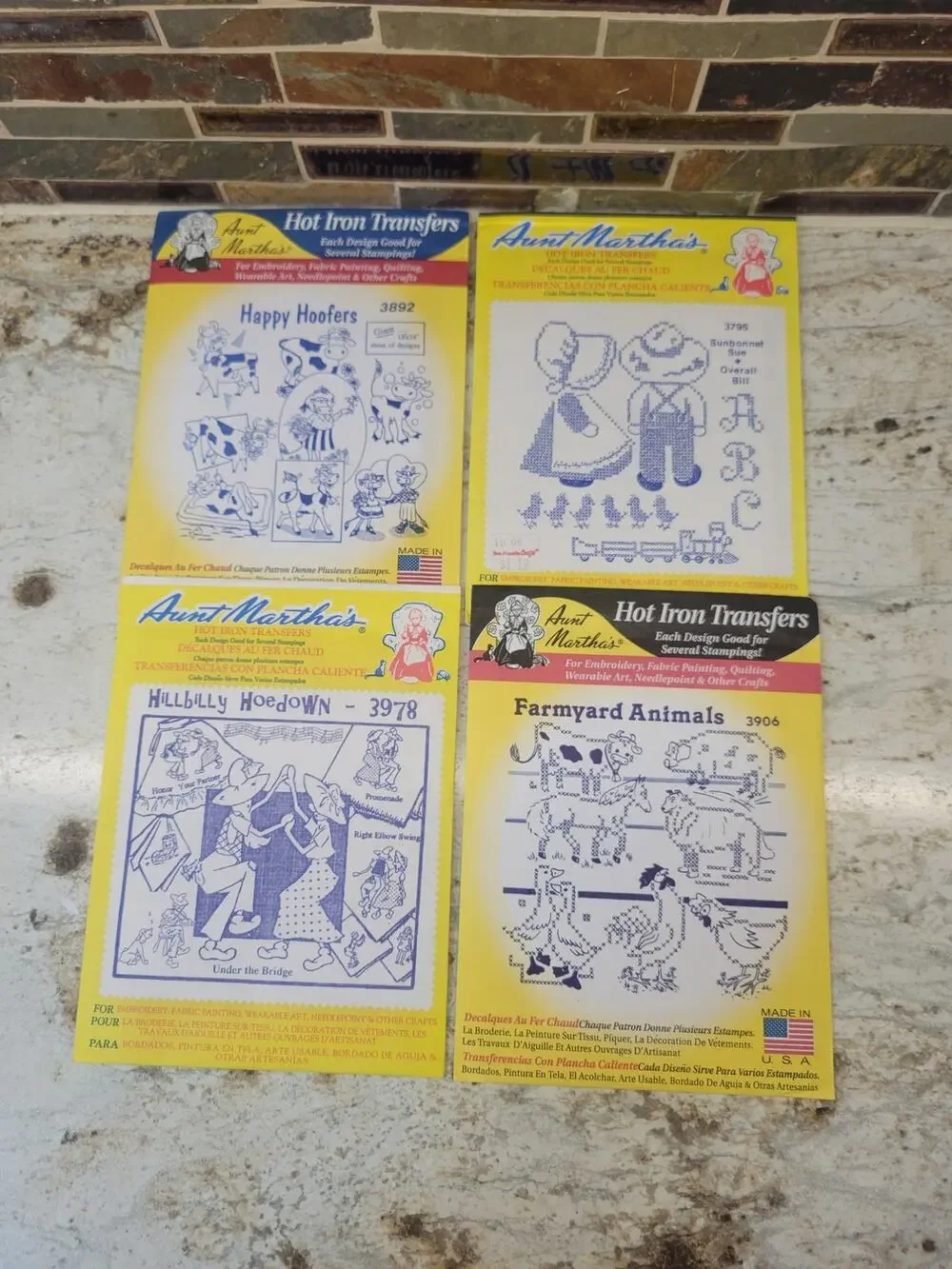 Vtg Aunt Martha Hot Iron Transfers Lot 4 Embroidery Patterns Country Farm Decor
